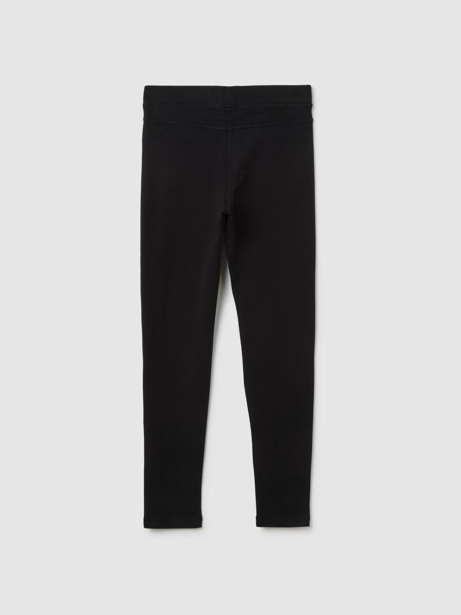 Girls' Black Stretch Cotton Treggings_1
