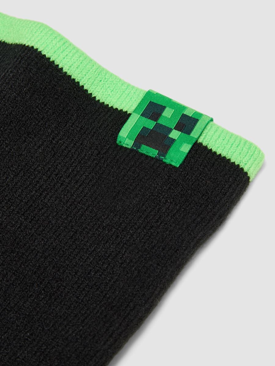 Sciarpa nera e verde in maglia a tema Minecraft_1