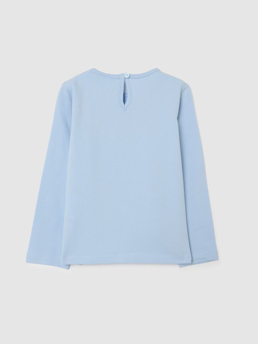 Maglietta da bimba in cotone elasticizzato azzurra_1