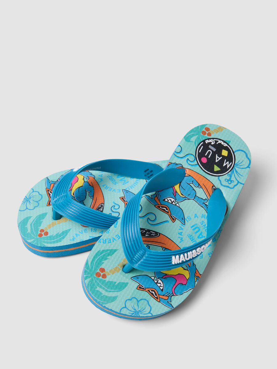 Blue and orange children's sandals with shark design_1