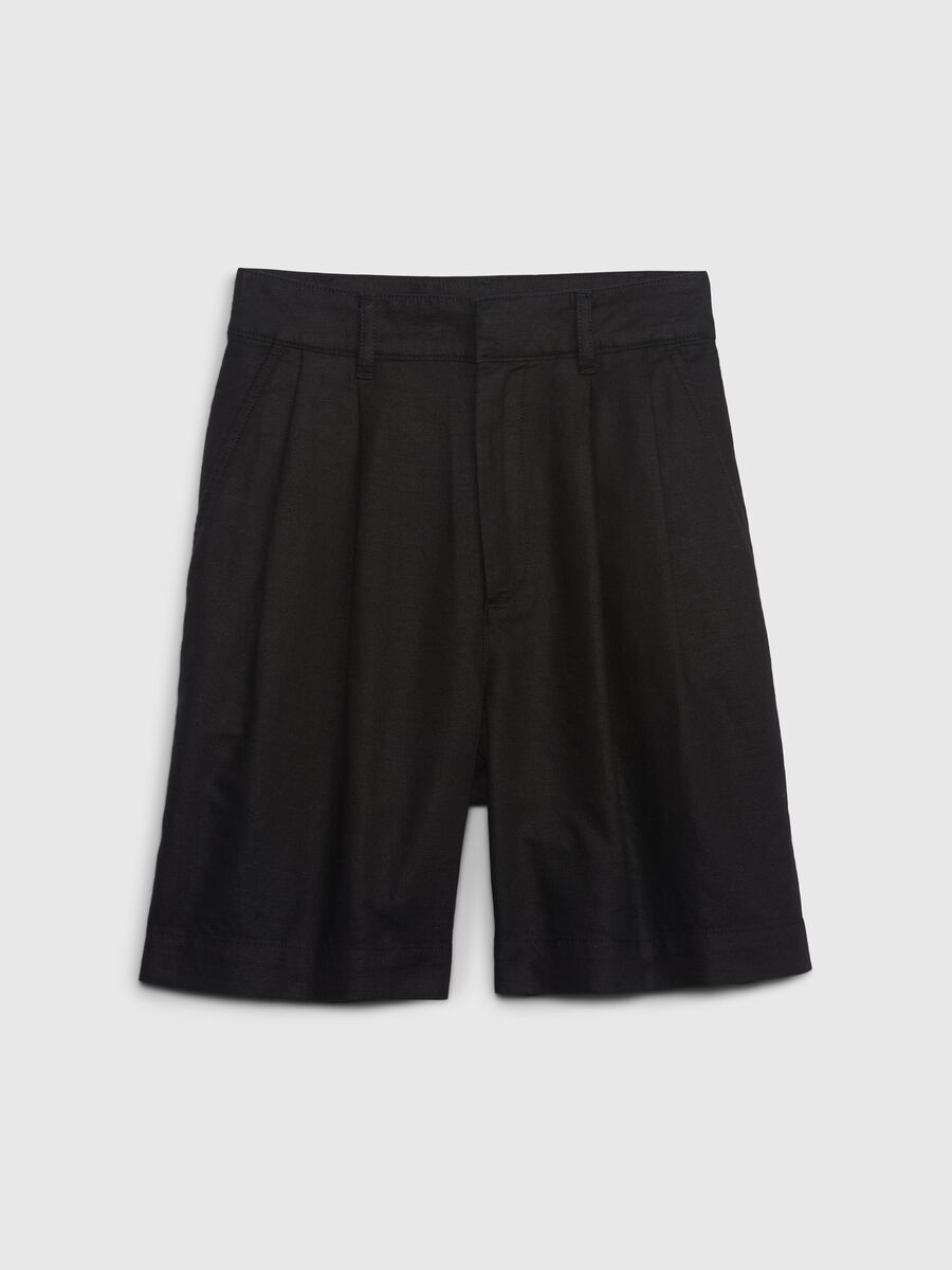 Shorts in lino e cotone con pinces_5