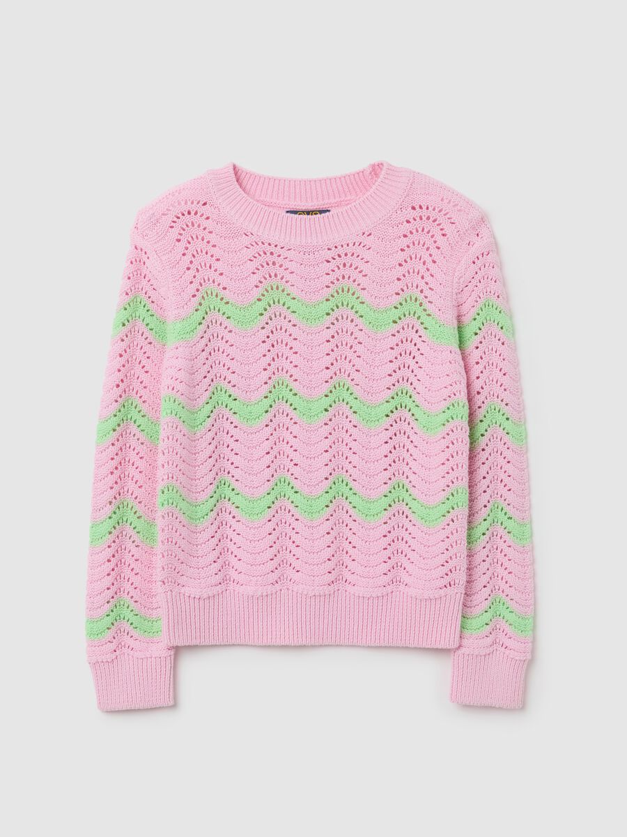 Girls’ regular-fit multicoloured pullover in 100% cotton_0