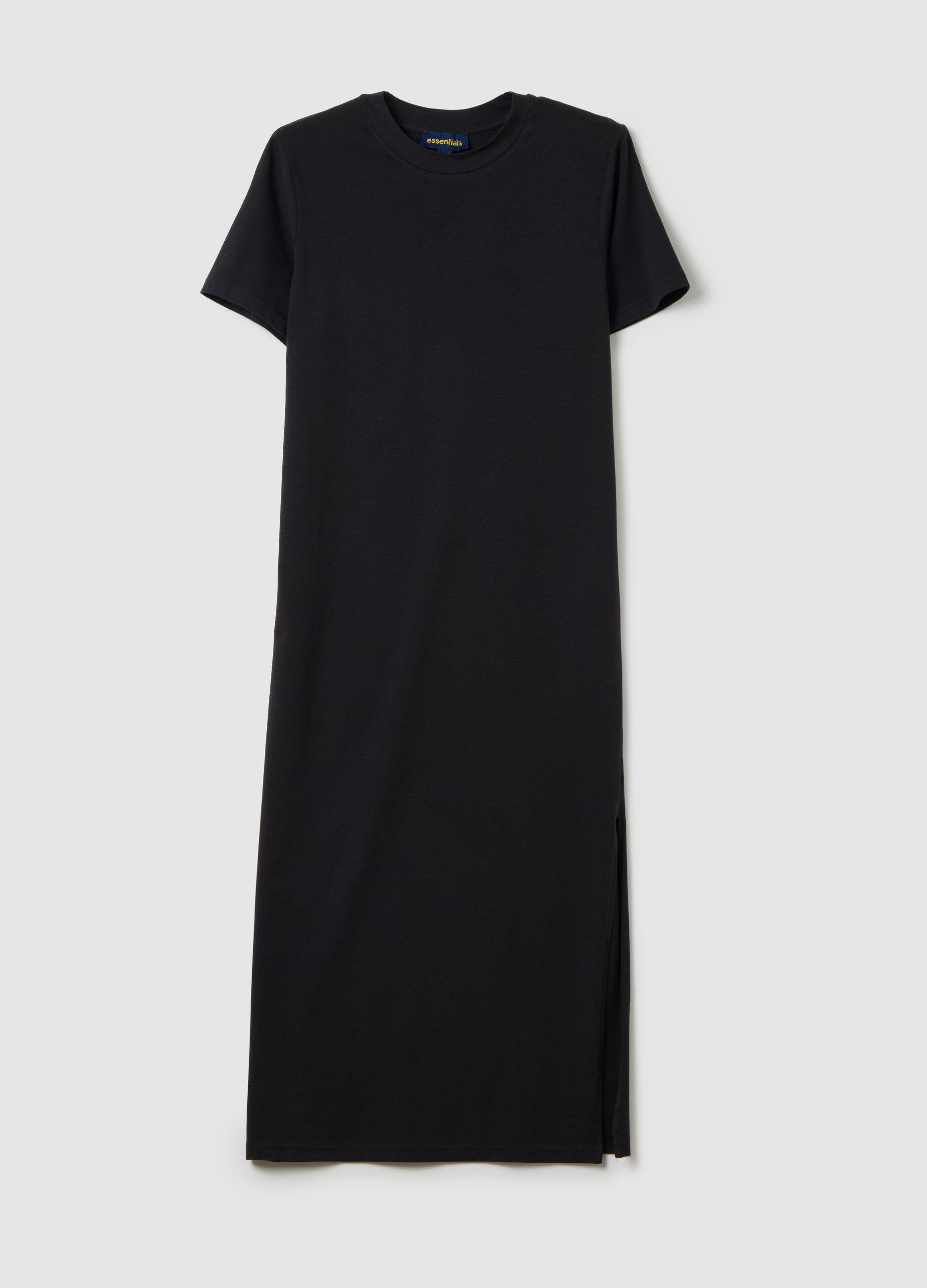 Women's long black stretch cotton dress