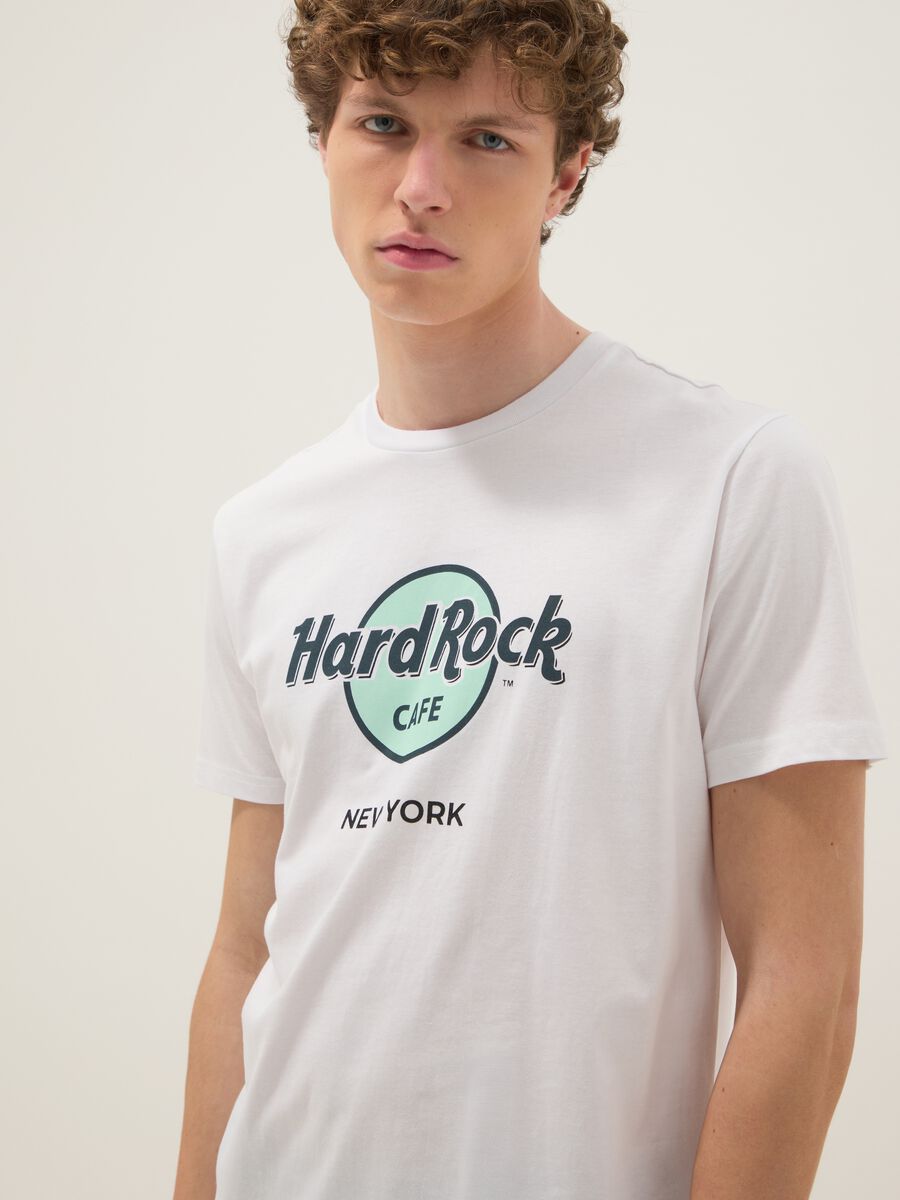 T-shirt bianca con stampa Hard Rock Cafe in puro cotone regular fit_3