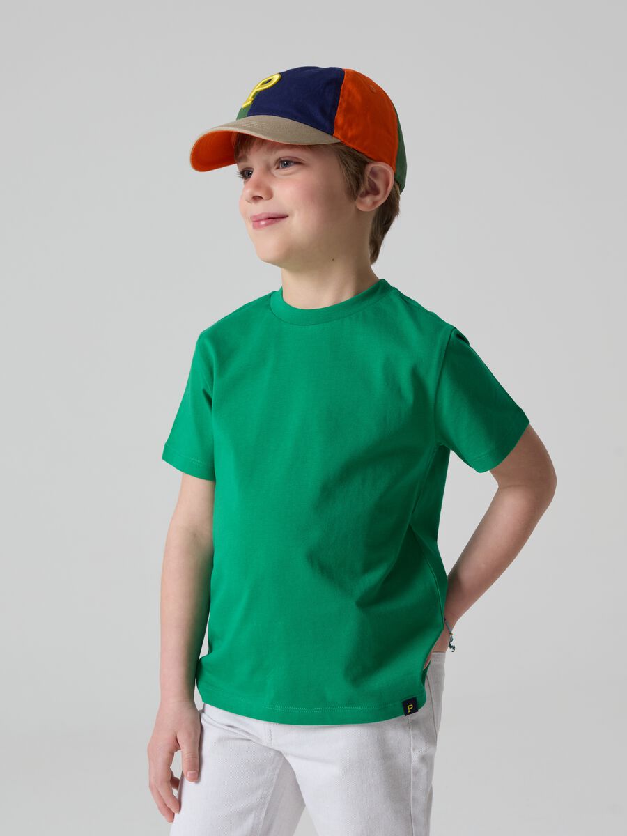 T-shirt in cotone con scollo rotondo_0