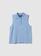 Sleeveless light blue viscose blend polo slim fit with buttons_0