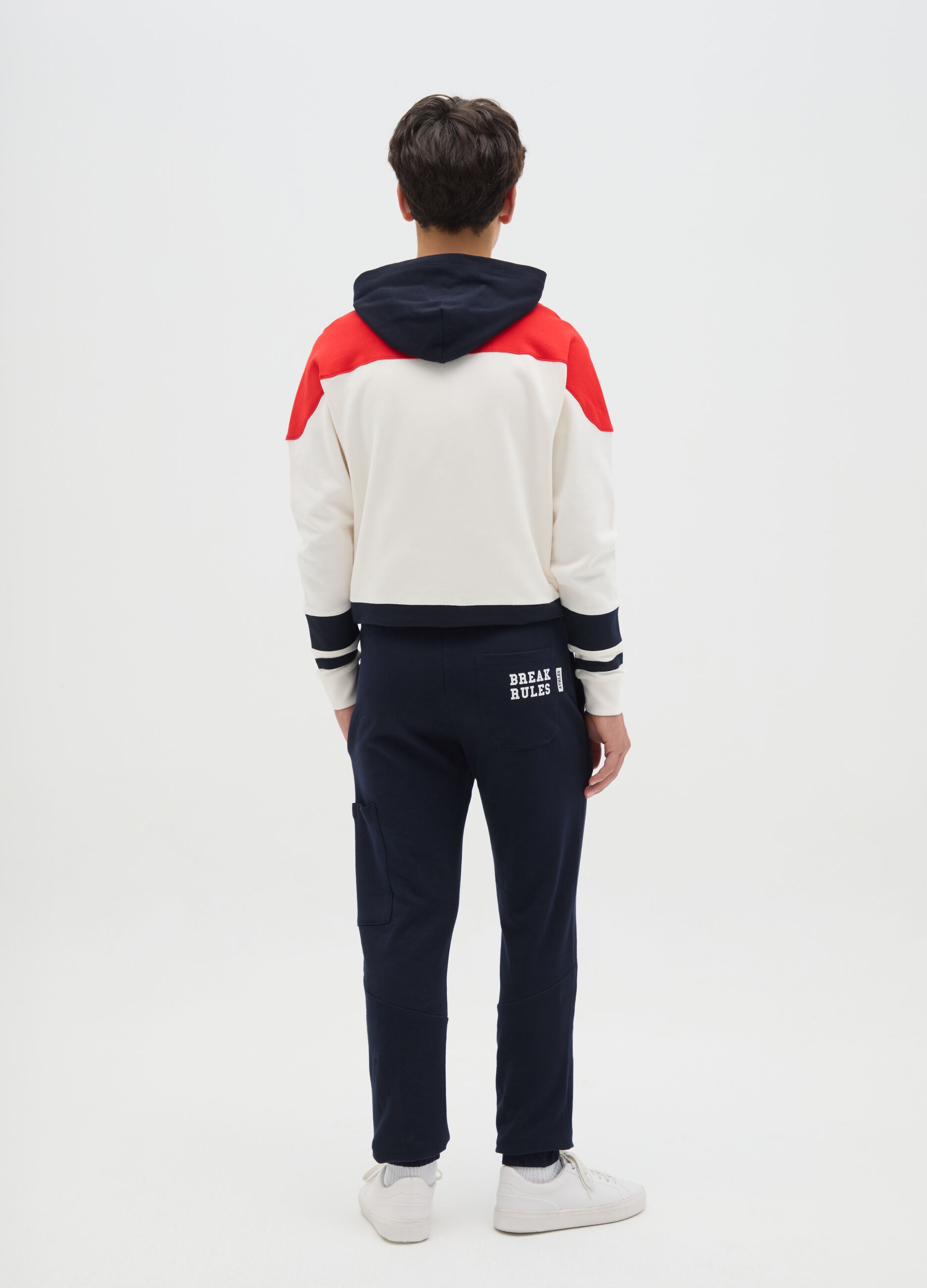 Fleece joggers with drawstring and print