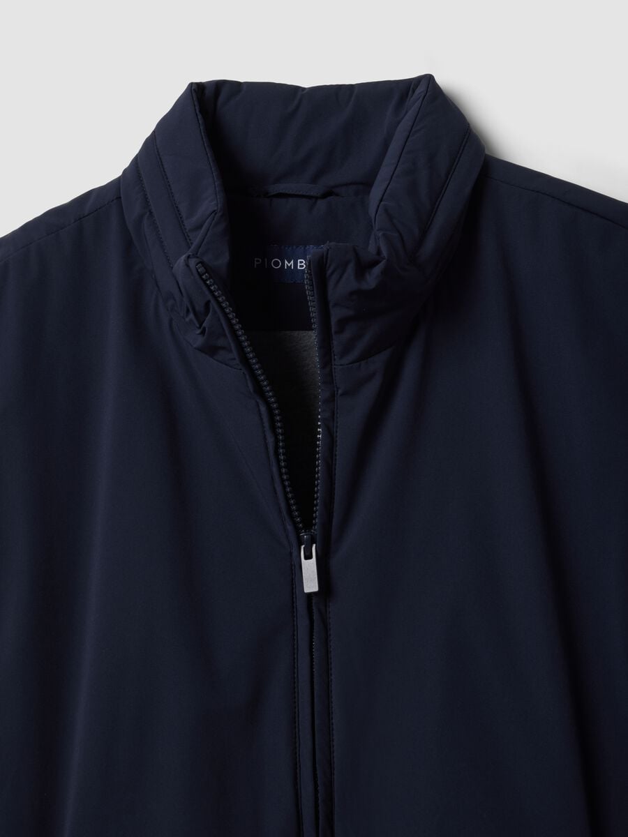 Blue stretch-fabric gilet with zip_6