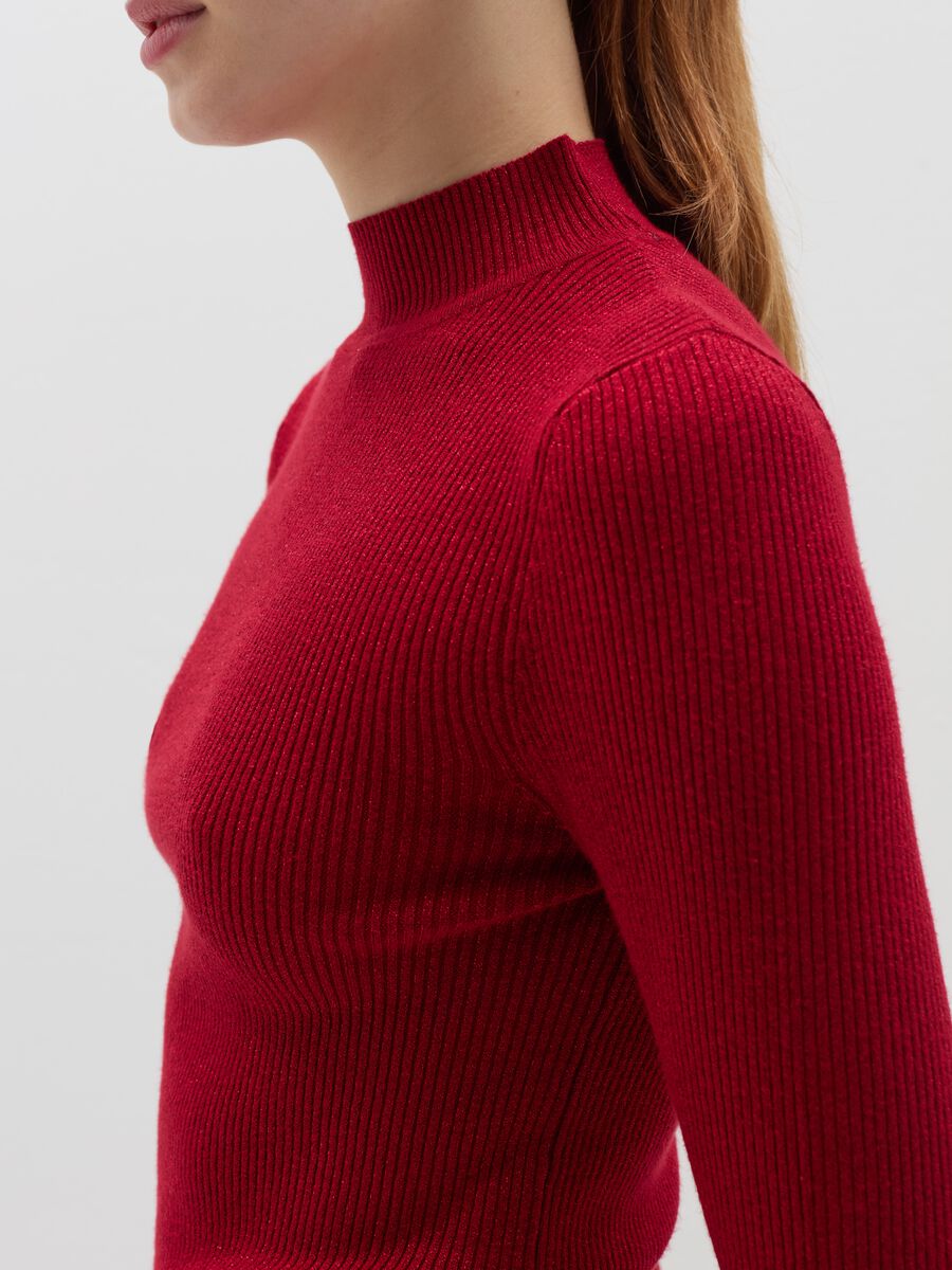 Crop T-shirt in lurex with mock neck_2