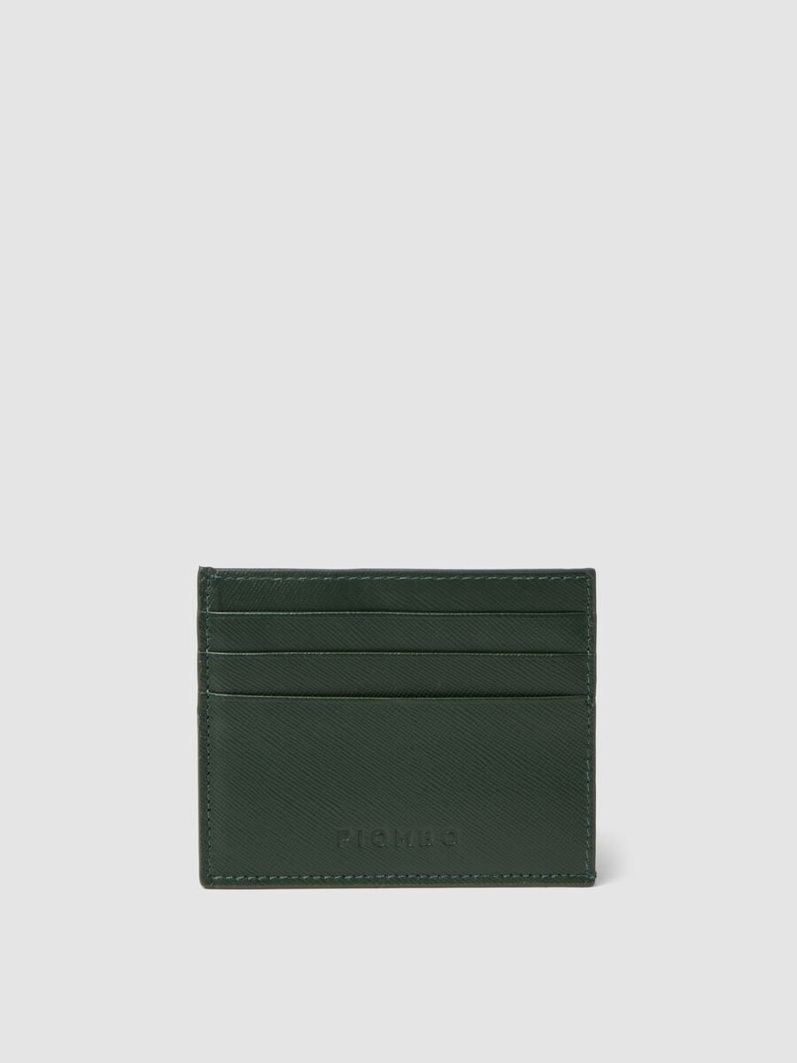 Portacarte verde in vera pelle_0