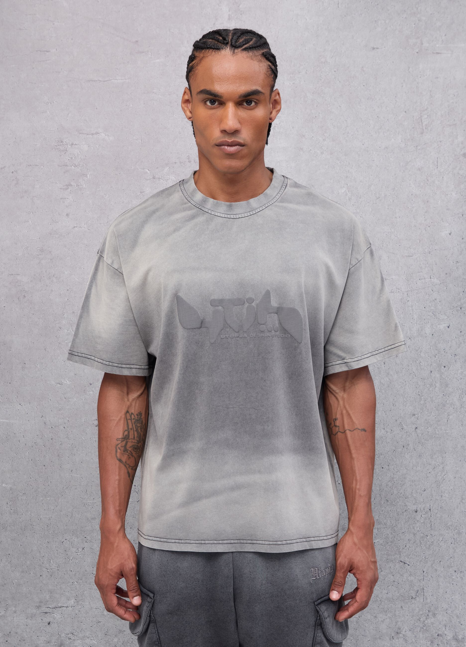 Sunfaded Graphic T-shirt Vintage Grey