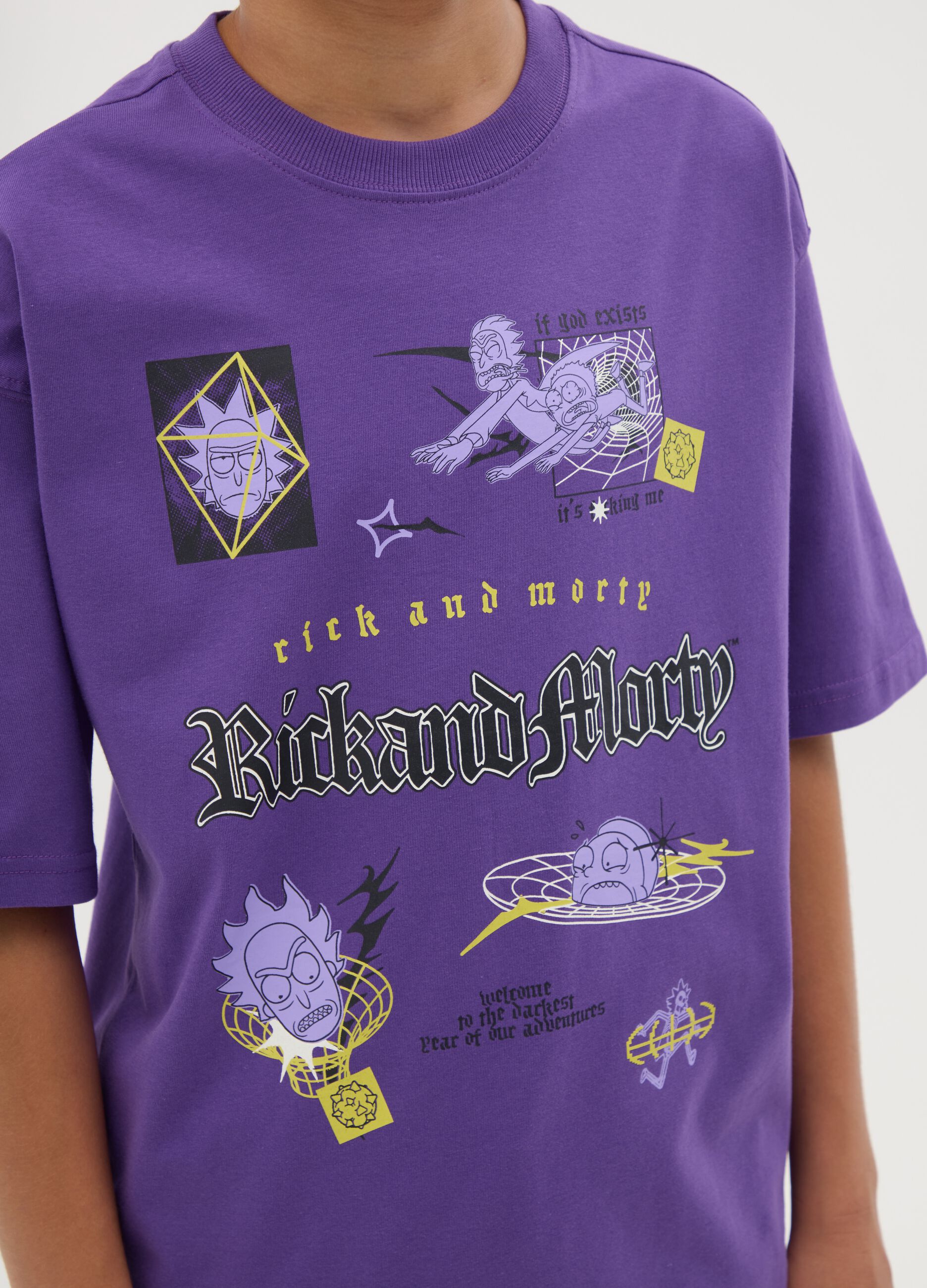 Boy's pure cotton purple T-shirt with regular fit