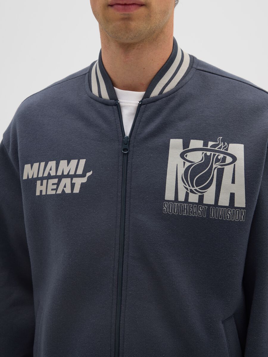 Blue cotton blend bomber jacket with Miami Heat lettering_3