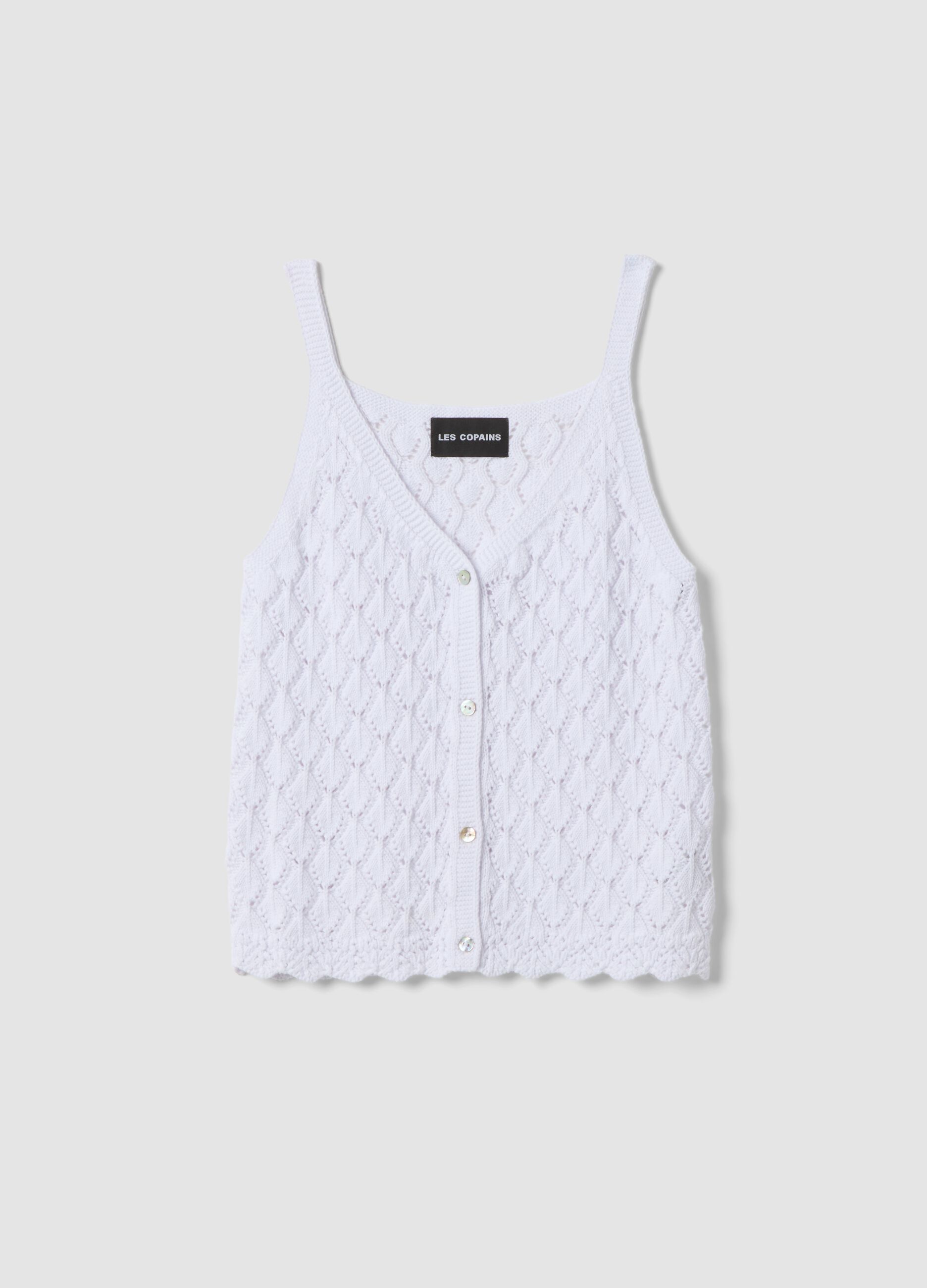 White organic cotton knitted gilet