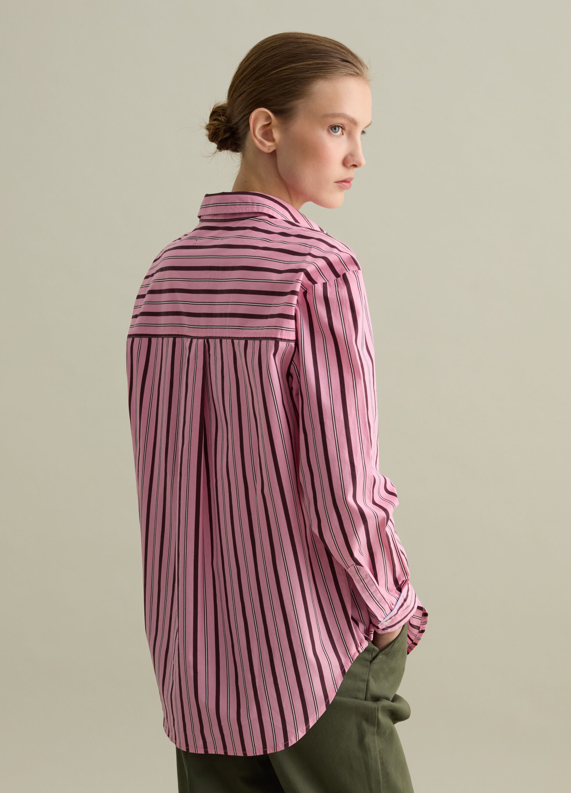 Camicia in oxford a righe con tasca