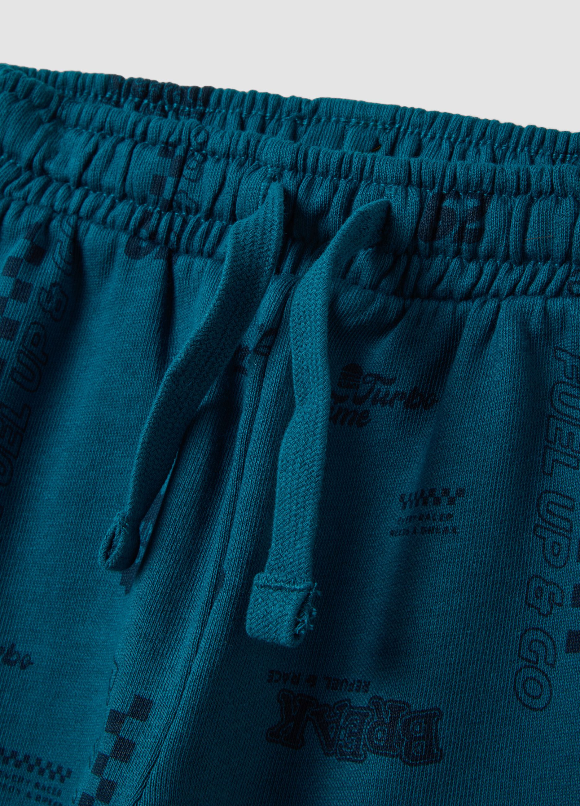 Blue pure cotton joggers with all-over print