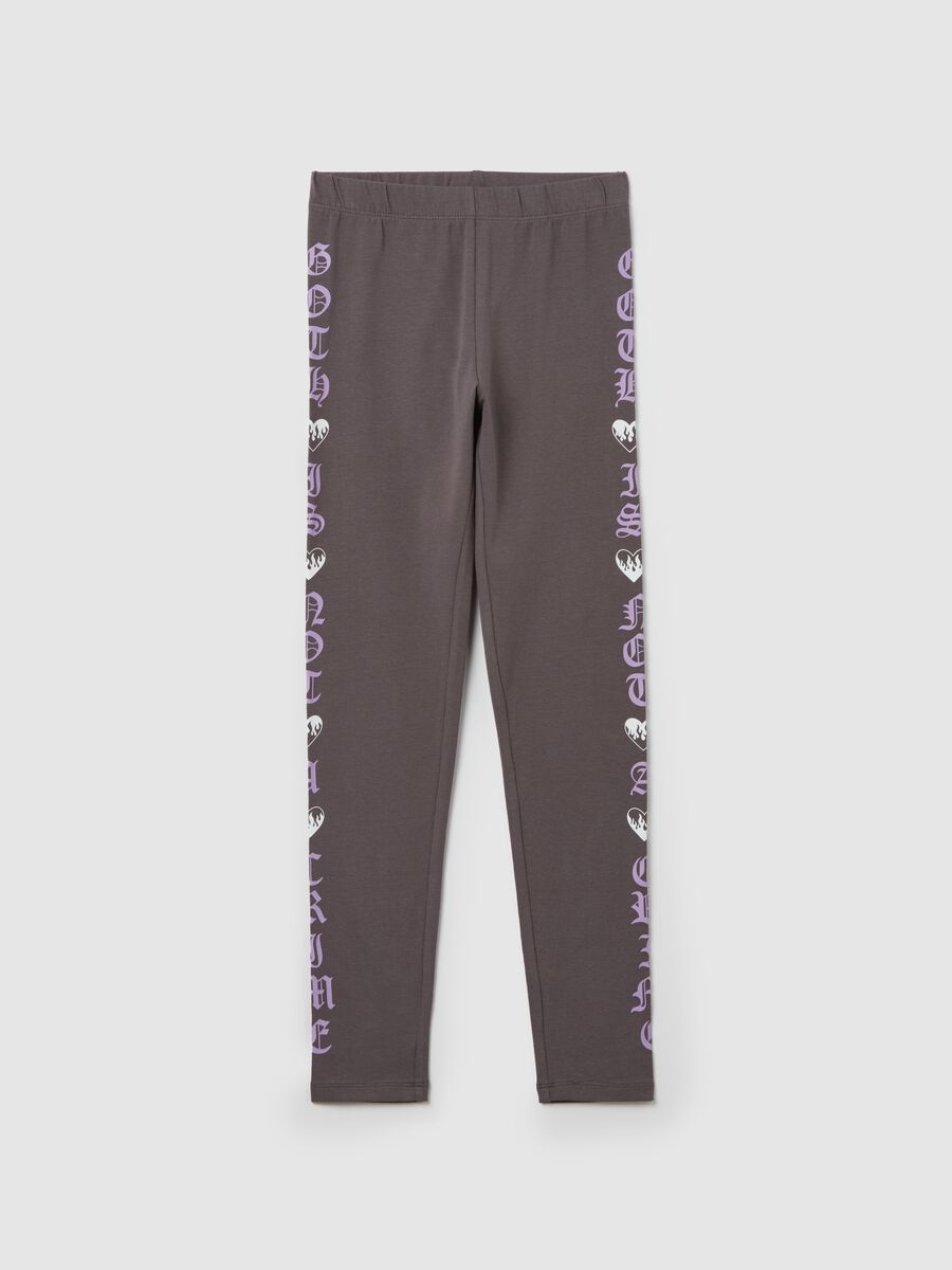Printed stretch cotton leggings_0