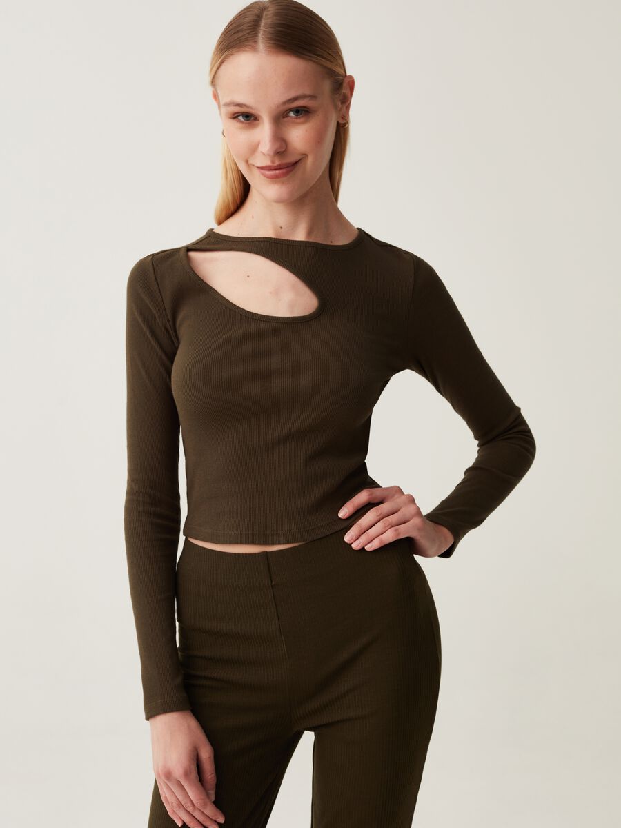 T-shirt a maniche lunghe con dettaglio cut out_0
