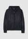Oversized black cotton hoodie with zip_4