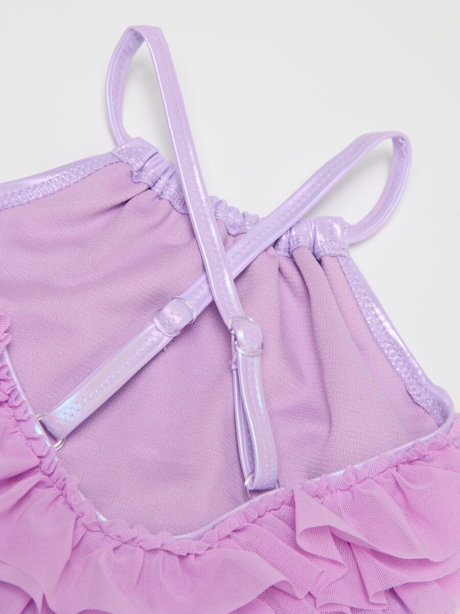 Girls’ one-piece swimsuit in purple stretch fabric_3