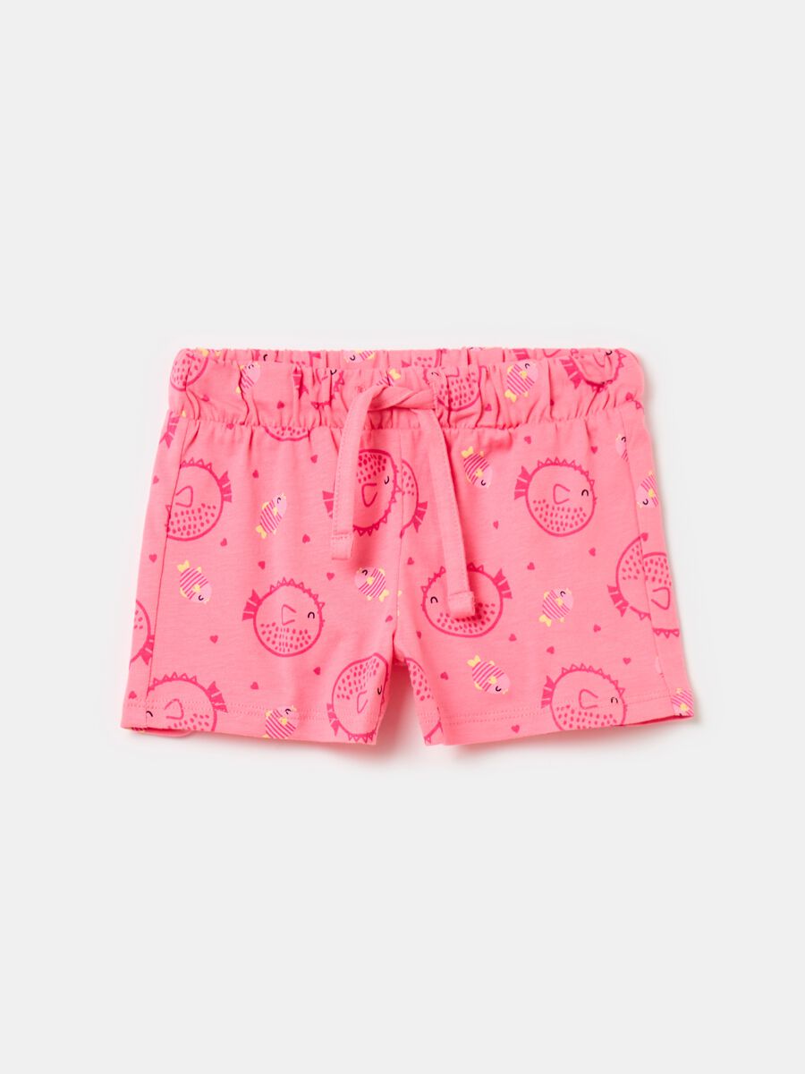 Shorts in jersey con coulisse e stampa_0