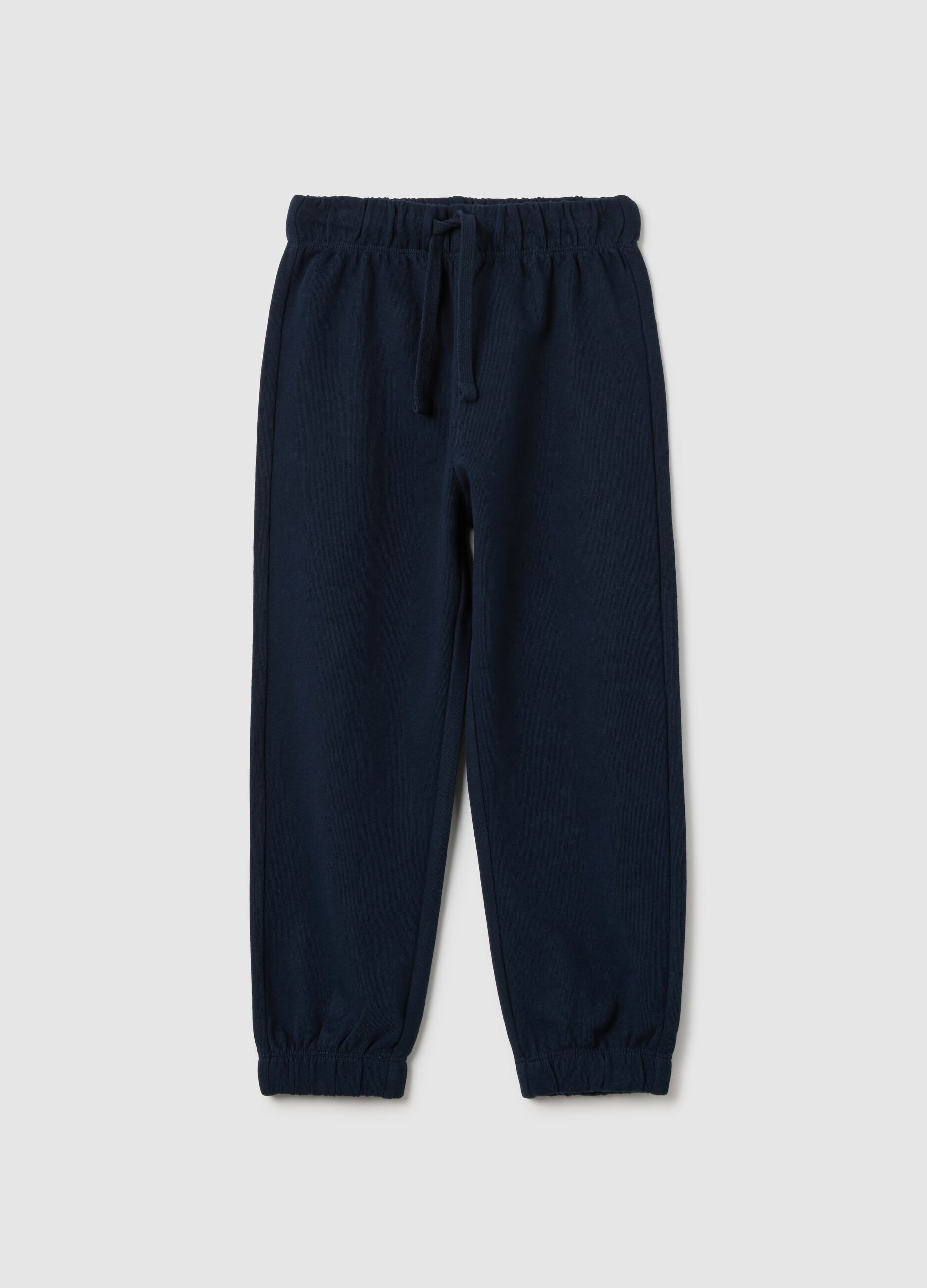 Children's blue regular fit cotton jogger trousers
