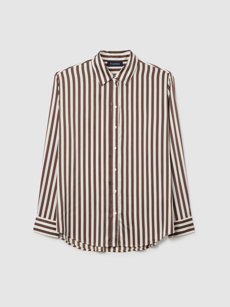 Camicia a righe bianche e marroni regular fit_4
