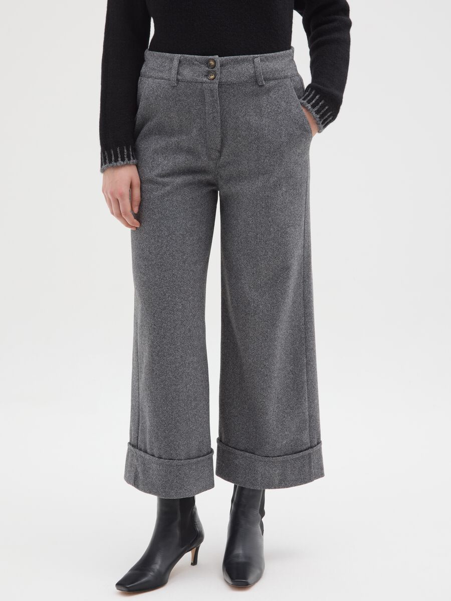 Pantaloni grigi regular fit con vita elasticizzata_1