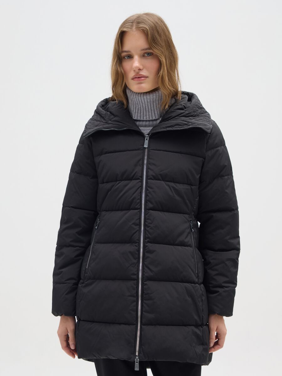 Black padded jacket with hood_0