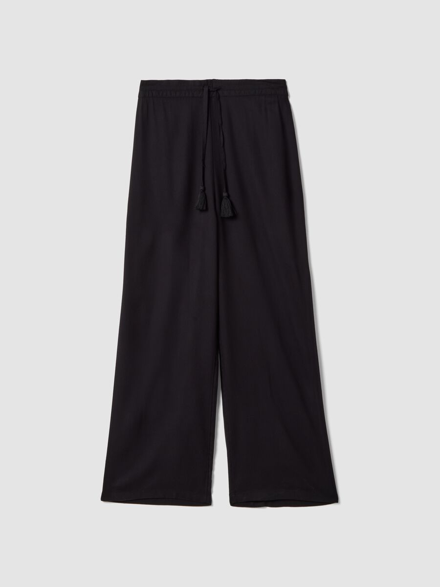 Black pure viscose long trousers_4
