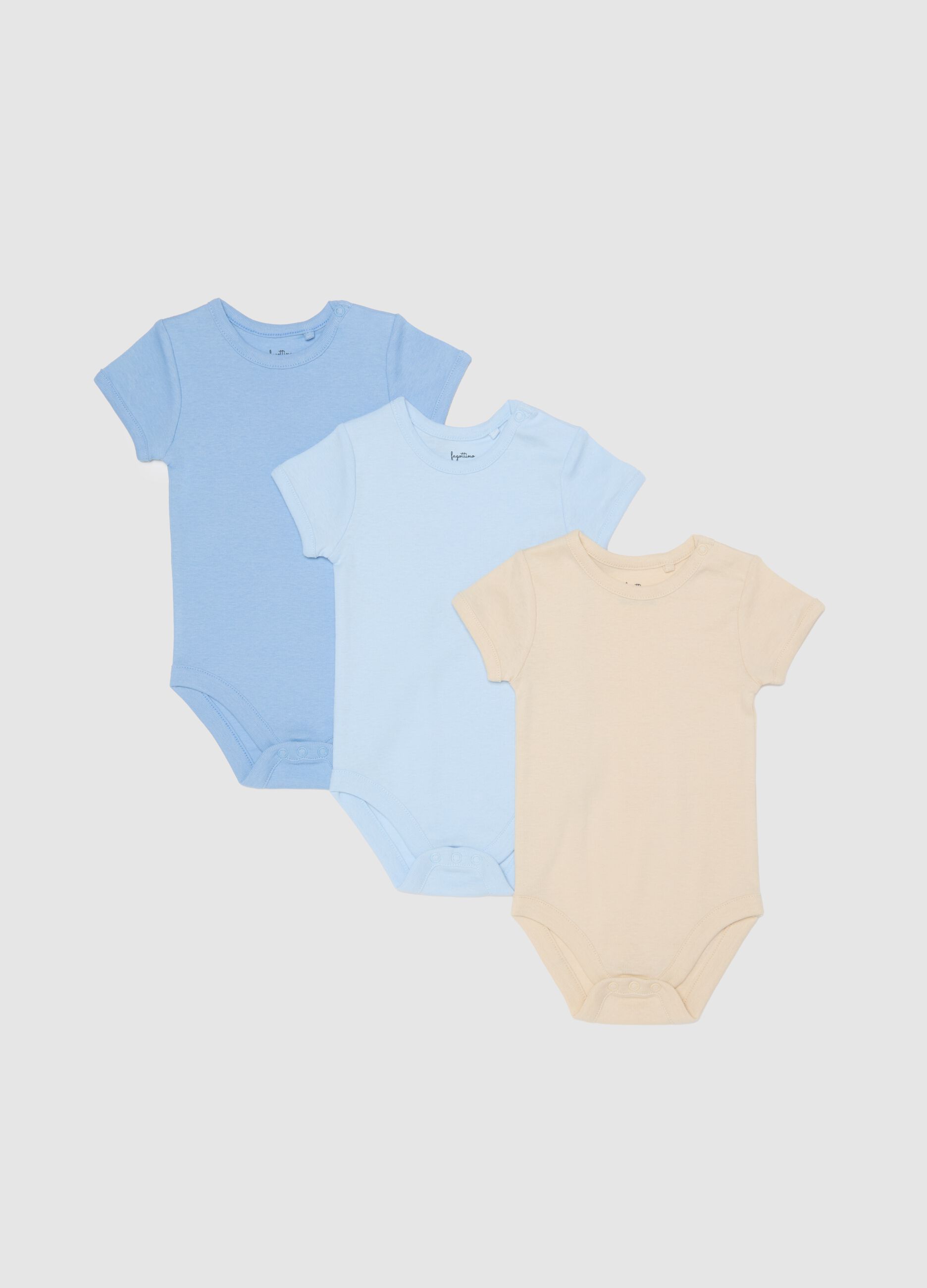 Multicoloured baby bodysuit tripack in pure cotton