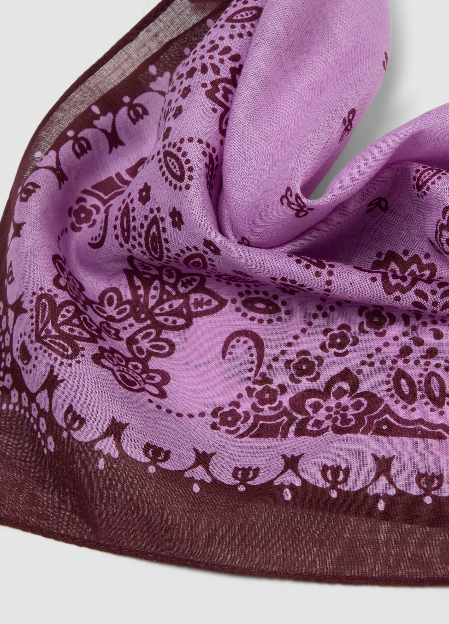 Purple pure cotton paisley-print scarf