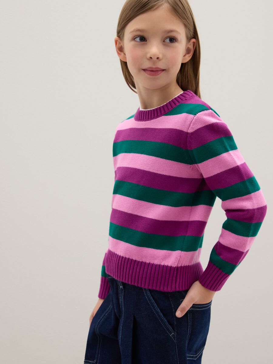 Pullover da ragazze in puro cotone multicolor regular fit_2