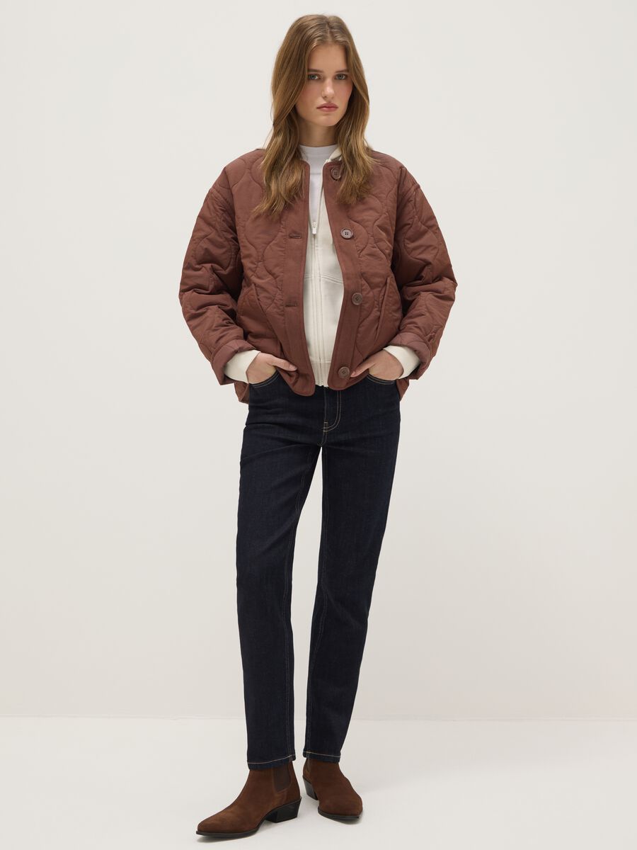 Brown padded jacket regular fit with buttons_1