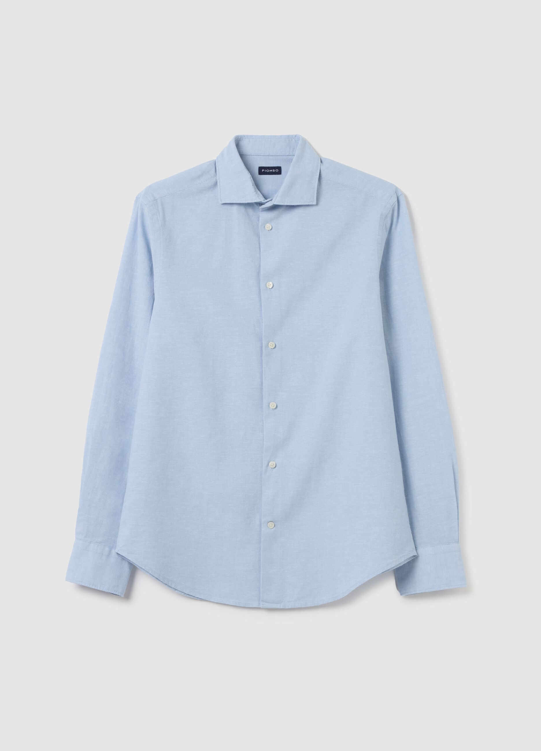 Regular-fit shirt in cotton and linen
