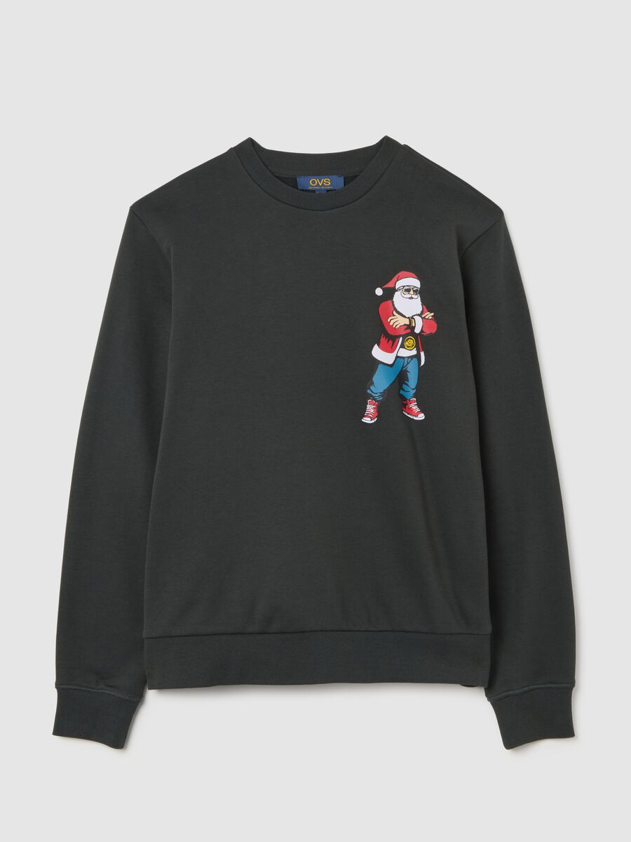 Grey Christmas sweatshirt in cotton blend regular fit with print_4