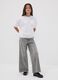 Girls&rsquo; pure cotton wide-leg grey jeans with studs_1