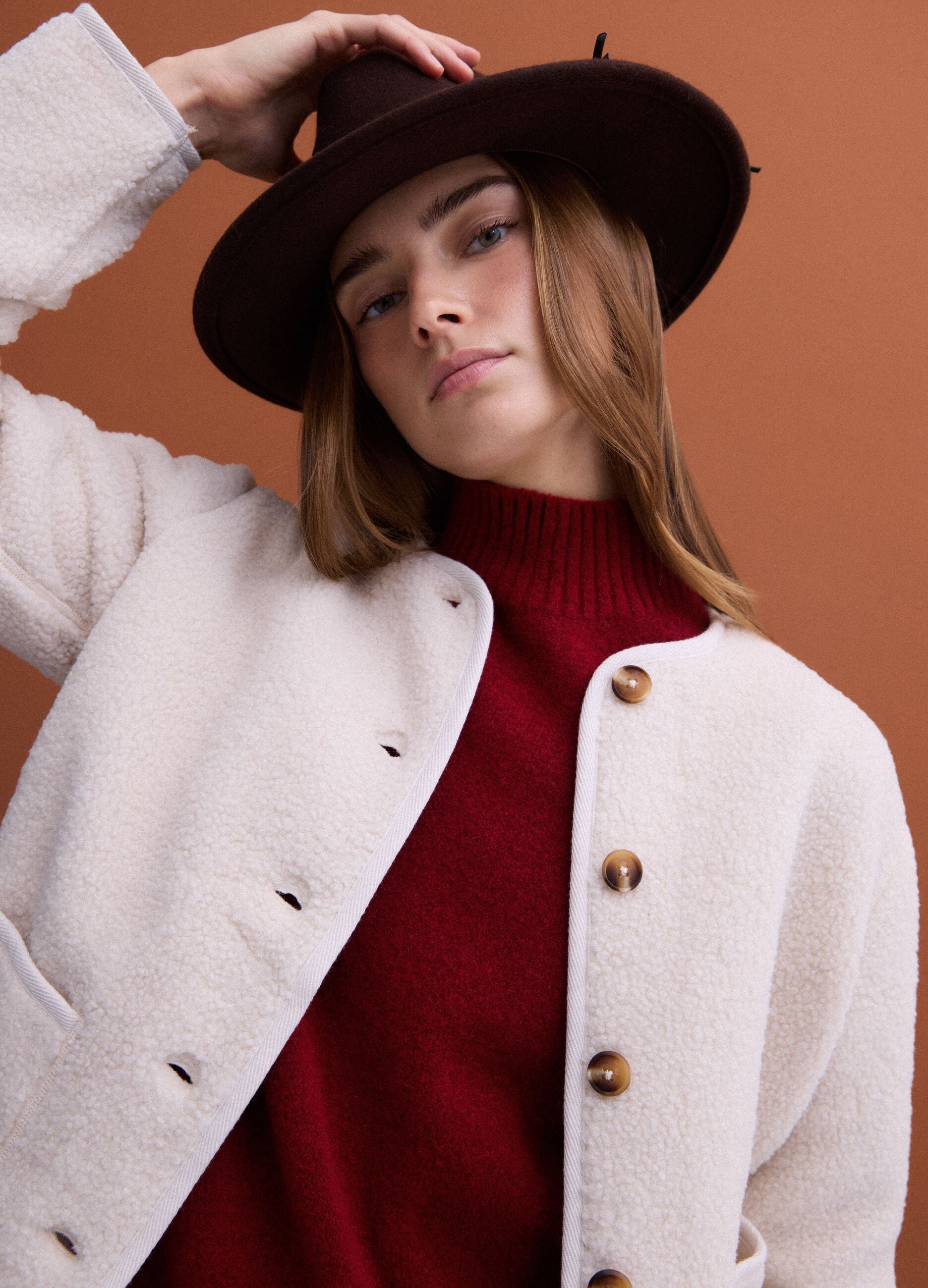 Giacca bianca girocollo regular fit in jersey knit