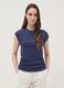 Blue pure cotton tank top with side ruching, regular fit_2