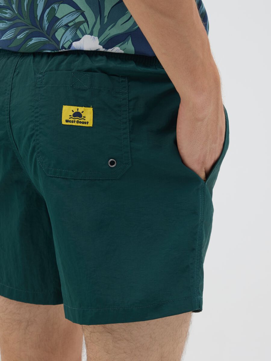 Green mixed fabric swim shorts_2