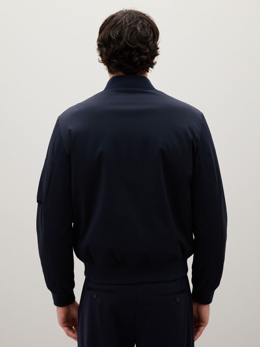 Bomber in tessuto elasticizzato blu regular fit_3