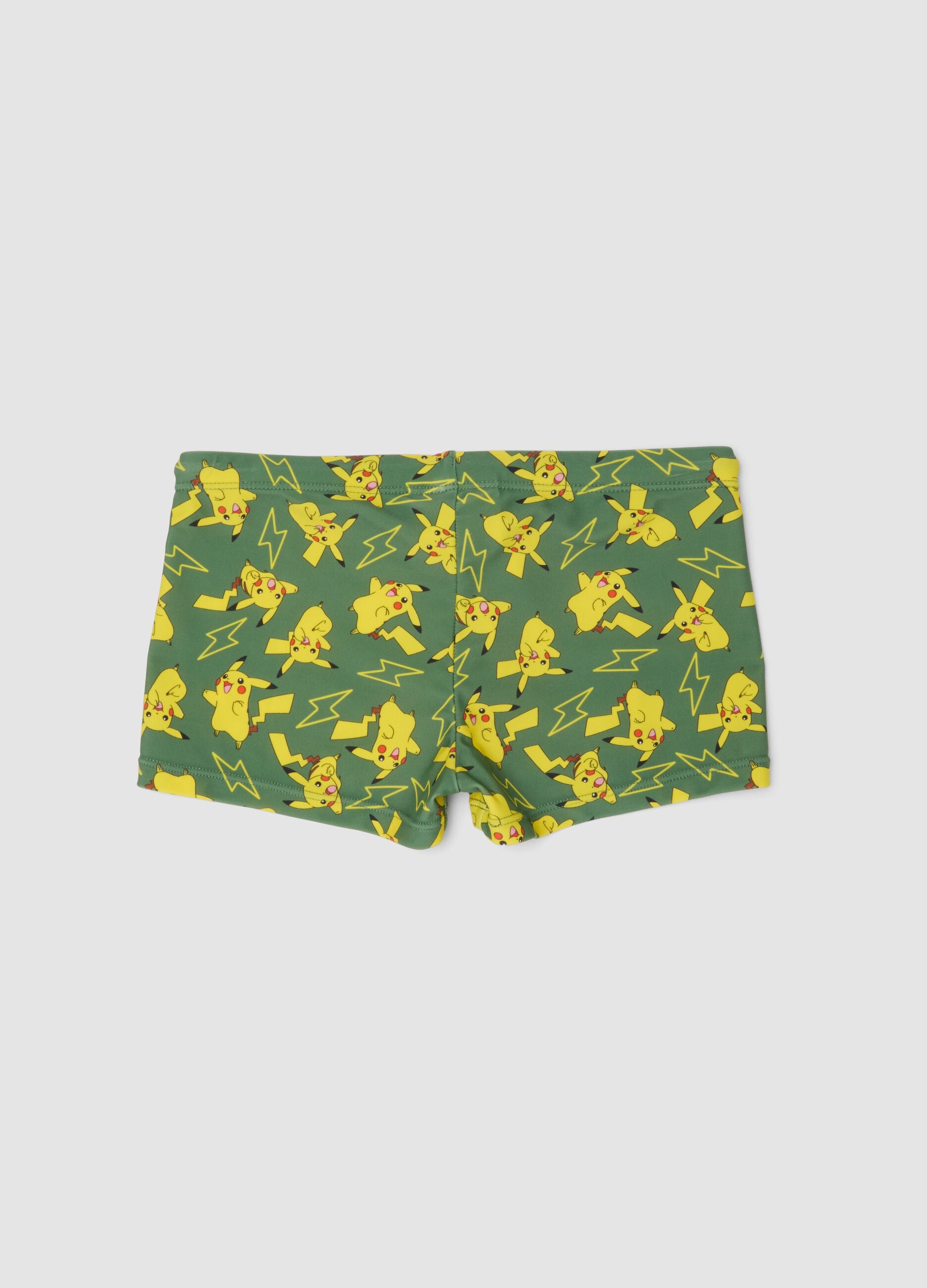 Costume boxer verde in tessuto elasticizzato per bambino