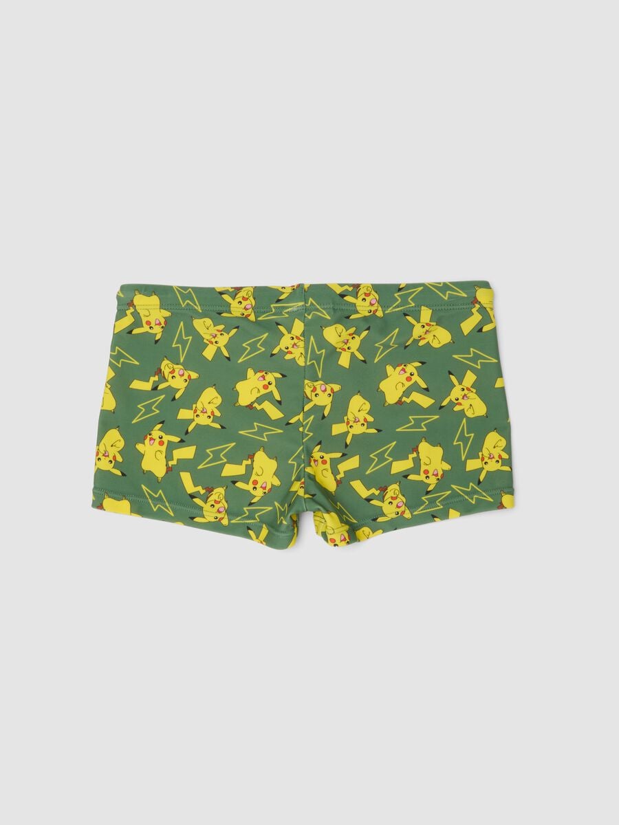 Costume boxer verde in tessuto elasticizzato per bambino_1