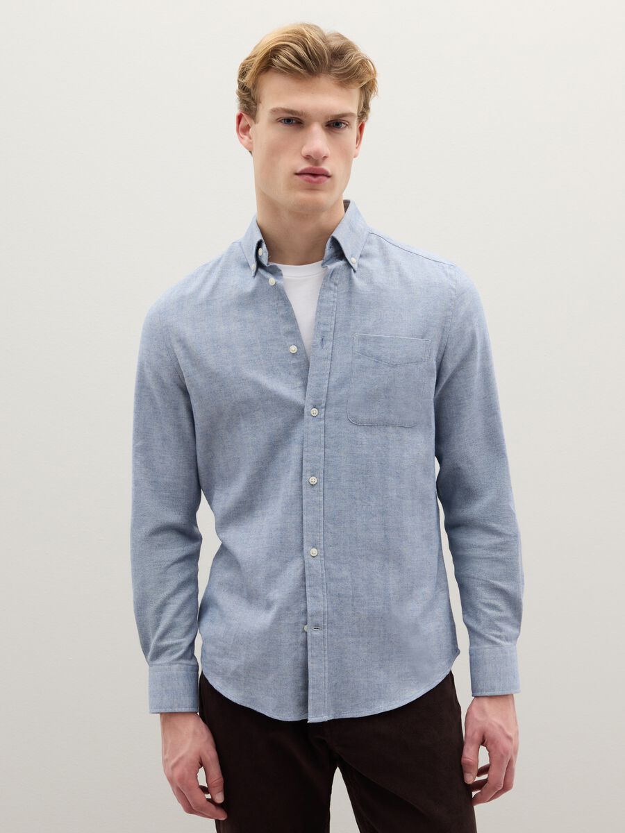 Blue pure cotton shirt regular fit_0