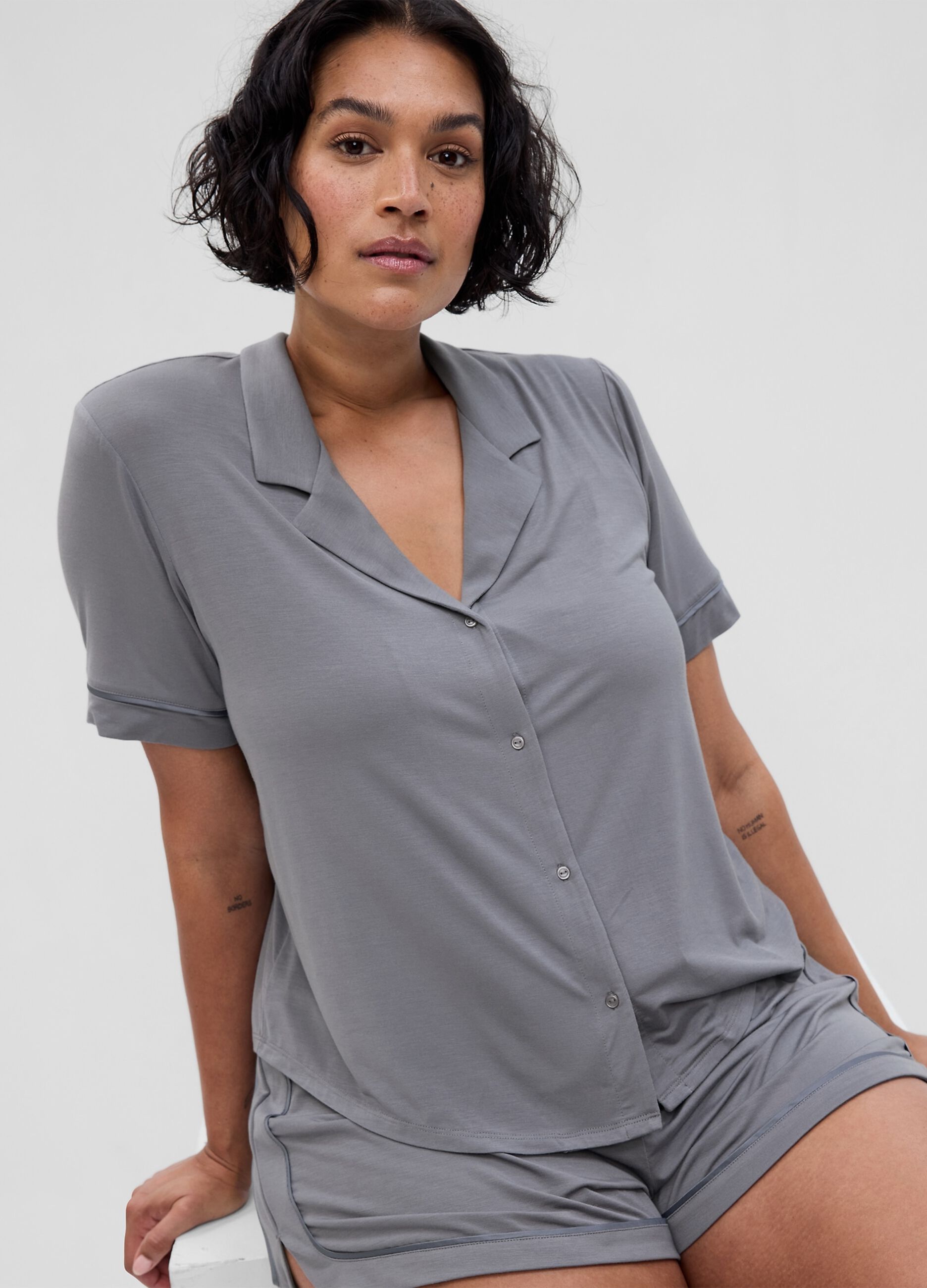 Shirt-style pyjama top