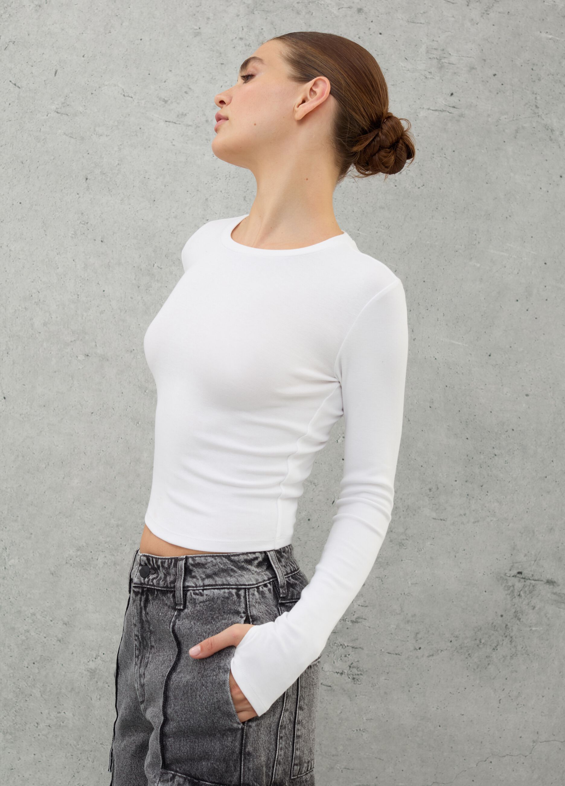 UTOPJA Crop Longsleeve T-shirt White