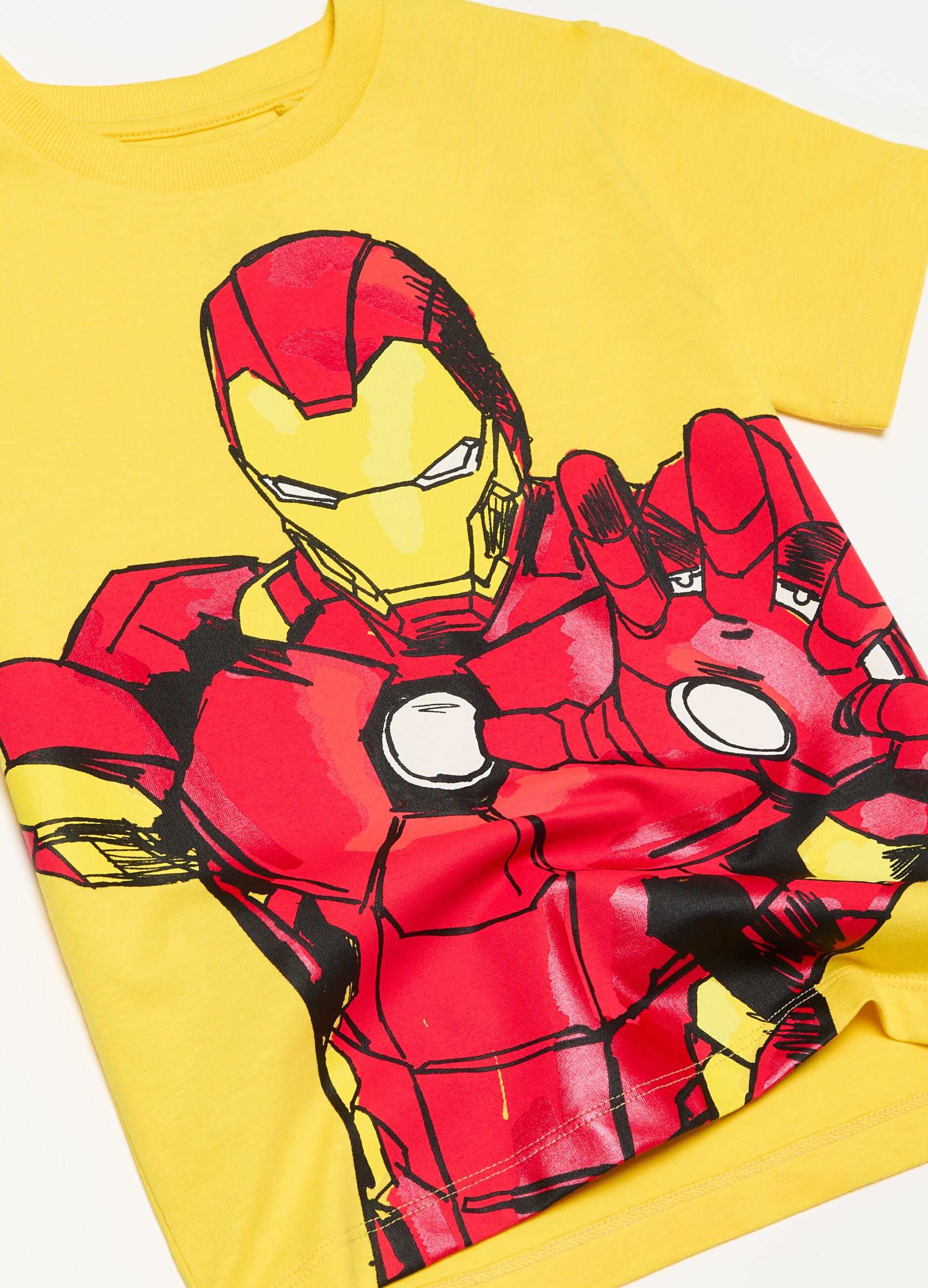 Cotton T-shirt with Iron Man print