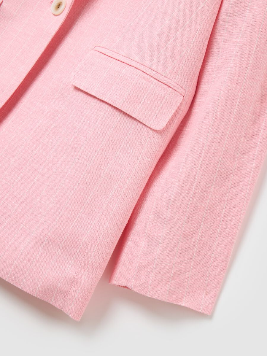 Pink Blazer in Viscose and Cotton Blend_5