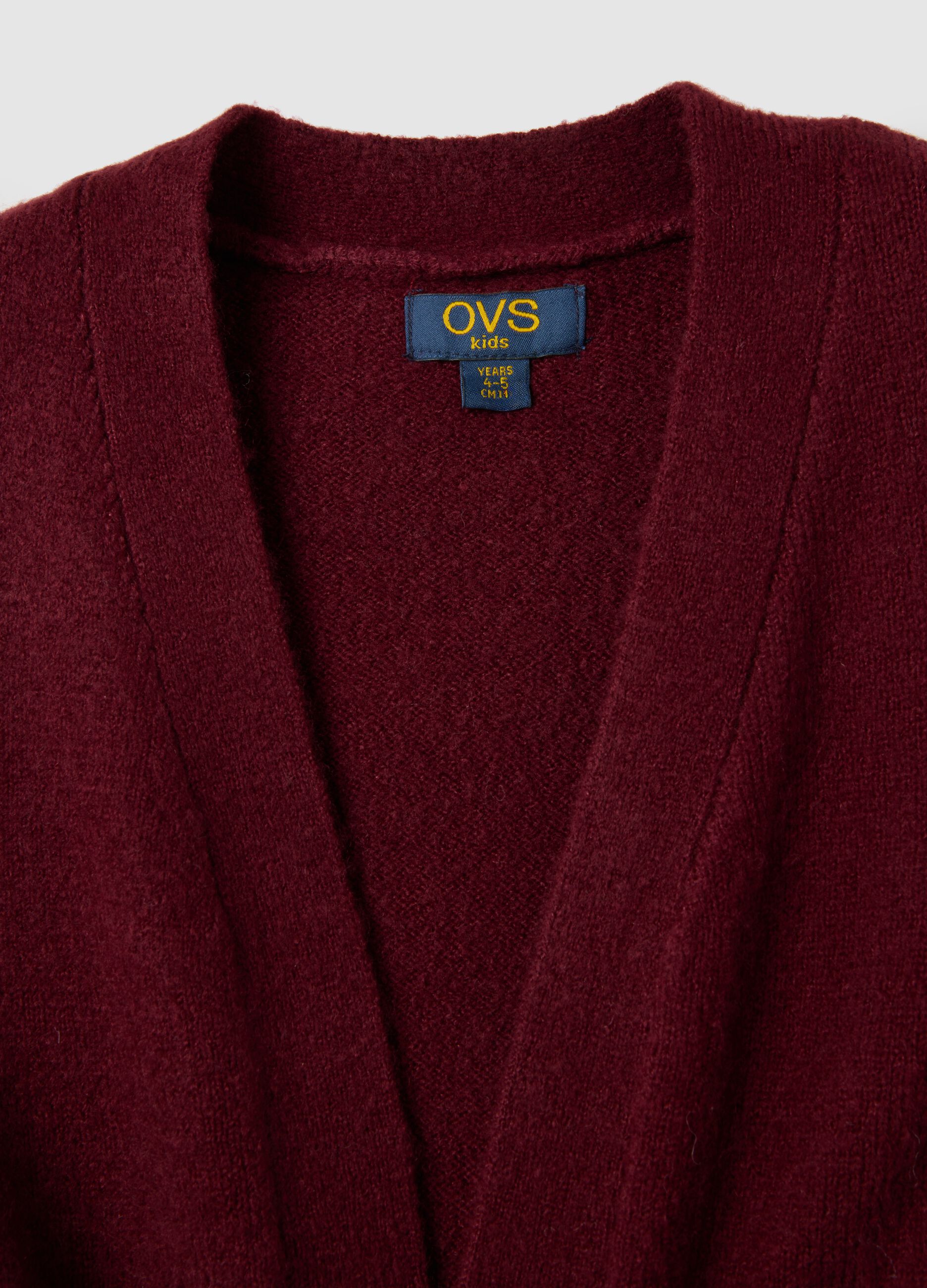 Girls' Red Regular Fit Cardigan