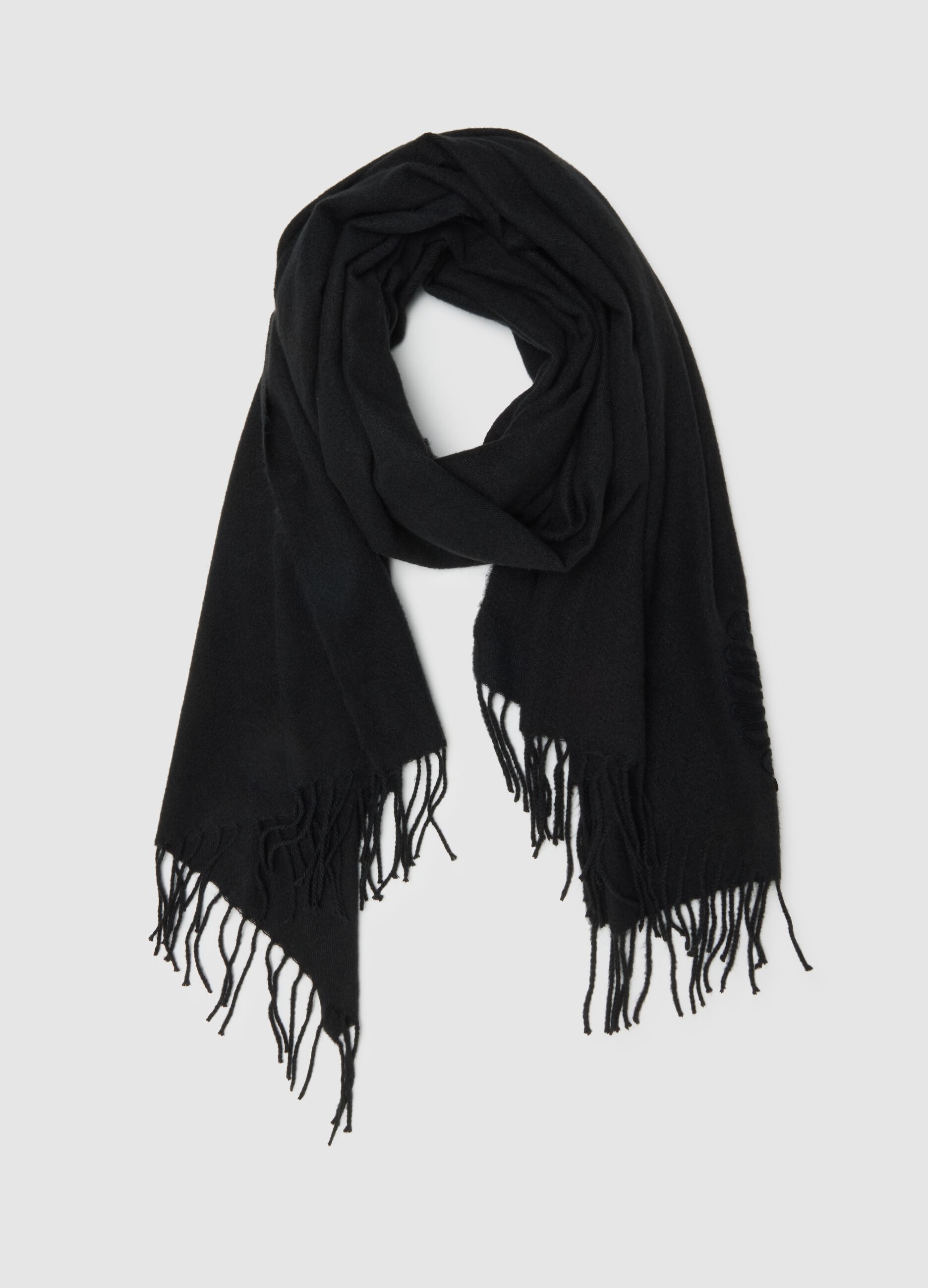 Black Scarf with Fringes